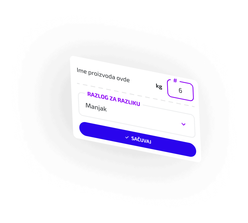 Alt tekst: Digitalni obrazac za unos podataka o proizvodima i razlozima razlike u eOtpremnici.